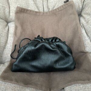 Bottega Veneta black bark-embossed leather mini pouch